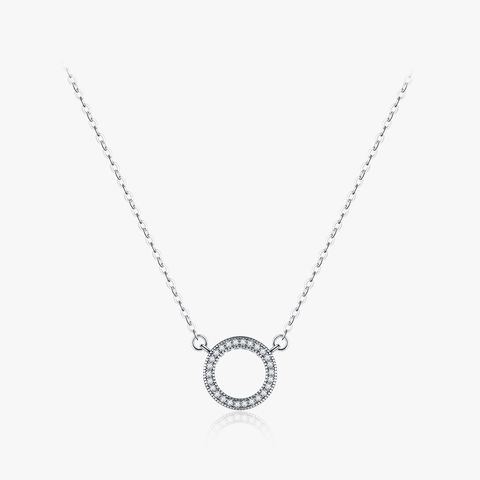 Modern Style Round Sterling Silver Plating Inlay Zircon Thai Silver Pendant Necklace
