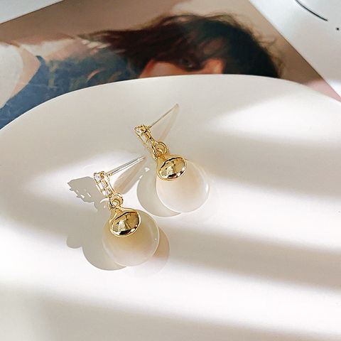 Modern Style Round Alloy Plating Inlay Opal Women's Ear Studs