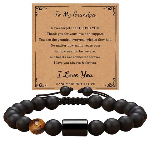 1 Piece Simple Style Round Natural Stone Tiger Eye Beaded Handmade Father's Day Men's Bracelets