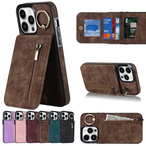 Business Vintage Style Solid Color Tpu Pu Leather    Phone Cases
