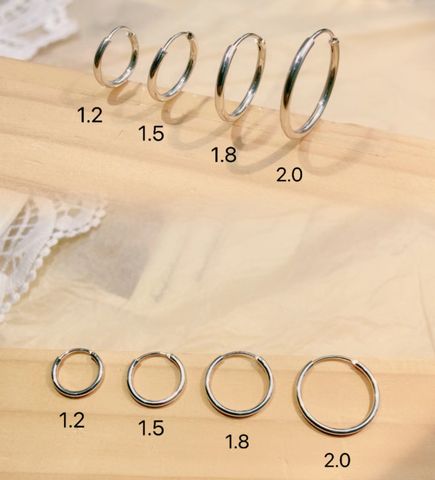 1 Pair Simple Style Round Sterling Silver Plating Rhodium Plated Hoop Earrings