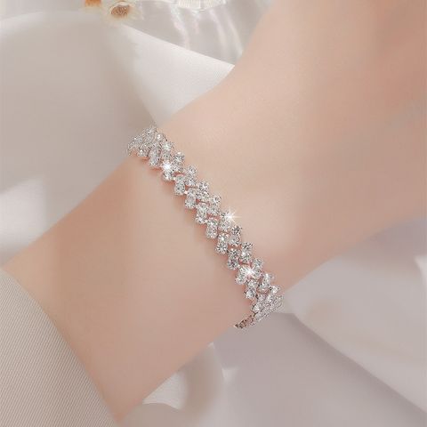 Elegant Shiny Geometric Rhinestones Metal Wholesale Bracelets