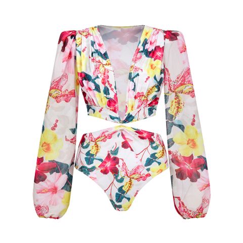 Women's Sexy Flower Printing One Piece Cover Up Or Dress