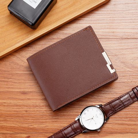 Men's Solid Color Pu Leather Open Card Holders