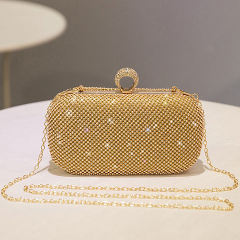 Gold Pvc Solid Color Oval Evening Bags