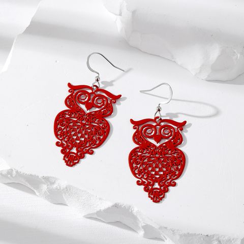 Vintage Style Simple Style Owl Alloy Hollow Out Women's Drop Earrings