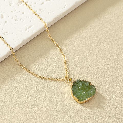 Casual Simple Style Irregular Alloy Inlay Resin Women's Pendant Necklace