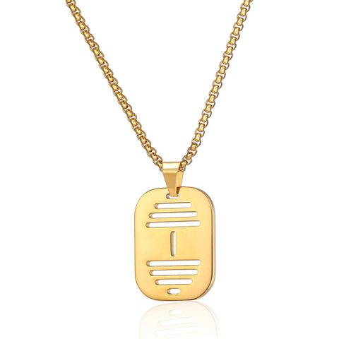 Hip-Hop Dumbbell 304 Stainless Steel Plating Hollow Out 18K Gold Plated Unisex Pendant Necklace