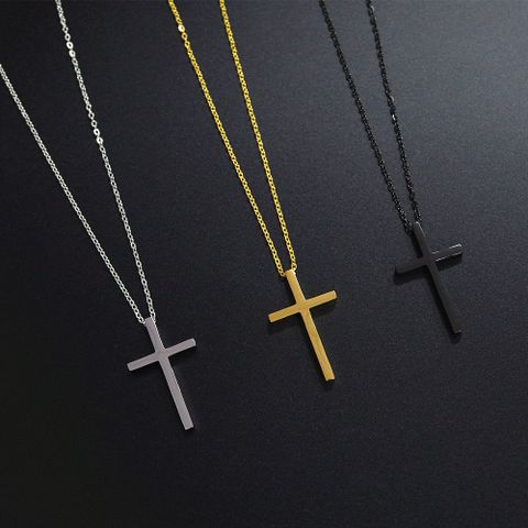 Punk Cross 304 Stainless Steel Plating 18K Gold Plated Unisex Pendant Necklace