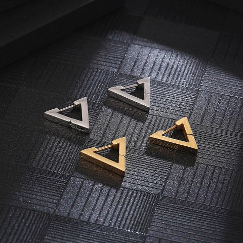 1 Pair Casual Simple Style Triangle Titanium Steel Plating Ear Studs