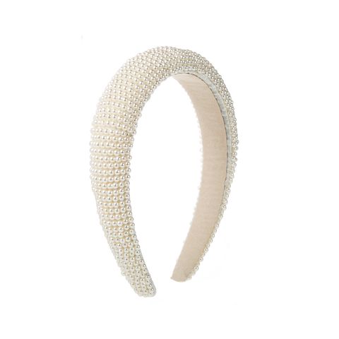 Elegant Baroque Style Solid Color Cloth Inlay Pearl Hair Band