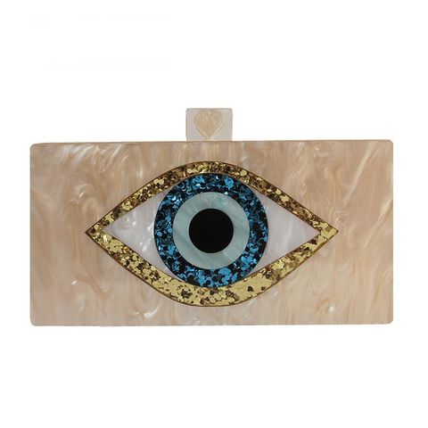 Champagne Pvc Arylic Devil's Eye Square Evening Bags
