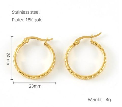 1 Pair Retro Simple Style Round Plating Stainless Steel Titanium Steel 18K Gold Plated Hoop Earrings