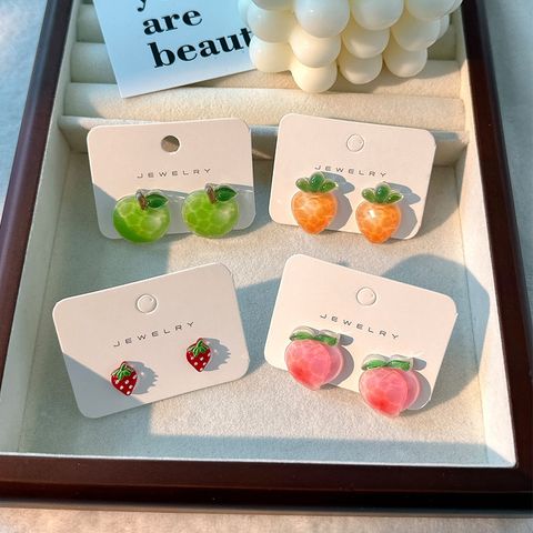 Simple Style Fruit Resin Patchwork Women's Ear Studs