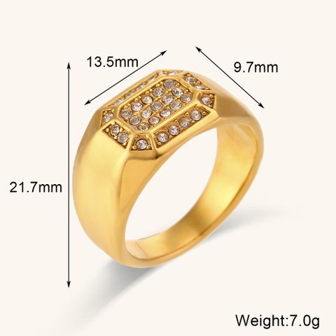 Lady Round Stainless Steel Plating Inlay Artificial Gemstones Rings