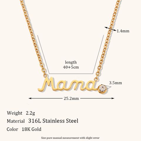 Lady Mama Letter Stainless Steel Titanium Steel Plating Necklace