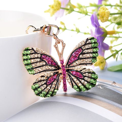 Retro Butterfly Zinc Alloy Inlay Rhinestones Women's Bag Pendant Keychain