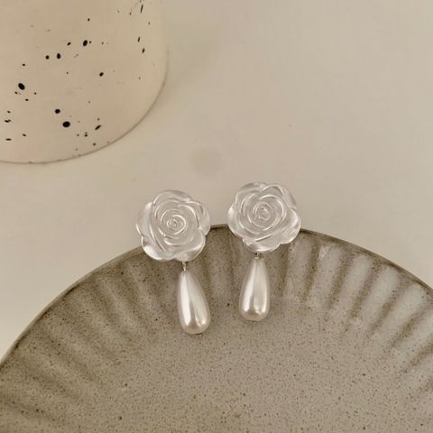 Simple Style Flower Imitation Pearl Women's Ear Clips
