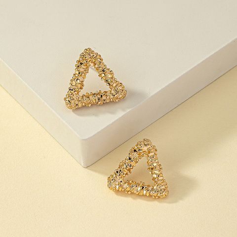 Retro Simple Style Triangle Quadrilateral Round Alloy Plating Women's Ear Studs