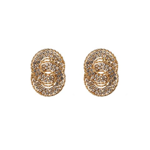 1 Pair Elegant Shiny Round Plating Inlay Alloy Rhinestones Gold Plated Silver Plated Drop Earrings