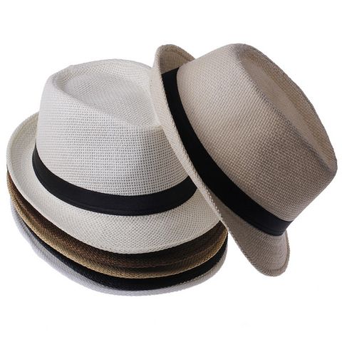 Men's Classic Style Solid Color Curved Eaves Fedora Hat