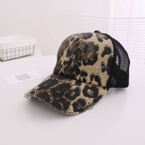 Women's Classic Style Solid Color Leopard Curved Eaves Baseball Cap