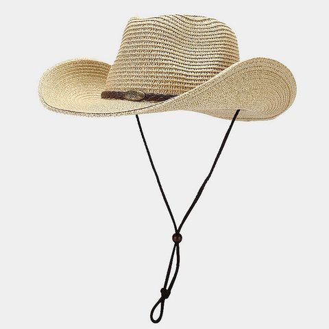 Unisex Vacation Stripe Solid Color Straw Hat