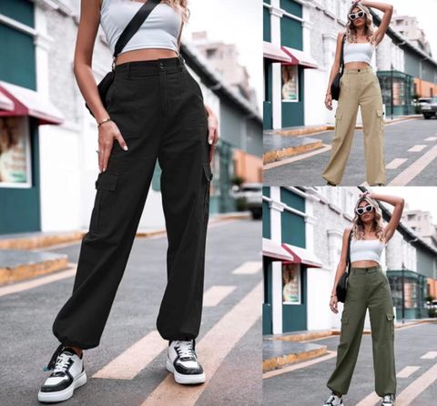 Women's Daily Streetwear Solid Color Full Length Pocket Casual Pants