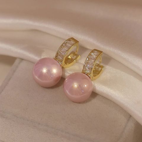 Vintage Style Sweet Round Alloy Inlay Rhinestones Pearl Women's Drop Earrings