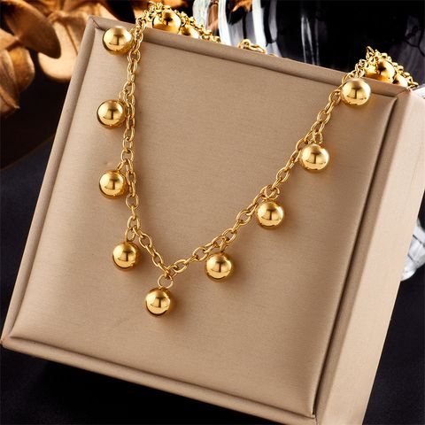 304 Stainless Steel 18K Gold Plated Casual Simple Style Plating Ball Necklace