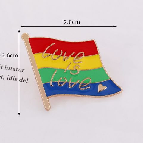 Ins Style Letter Rainbow Heart Shape Metal Enamel Plating Unisex Brooches