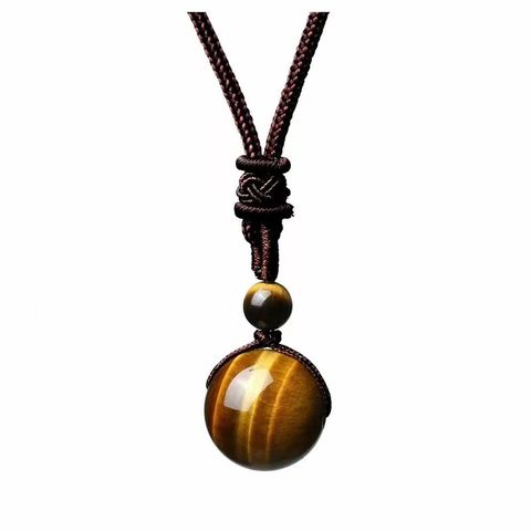 Retro Round Natural Stone Crystal Agate Plating Unisex Pendant Necklace
