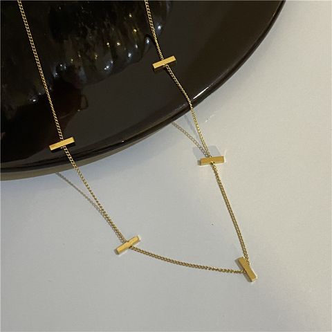 Casual Simple Style Solid Color Rectangle Titanium Steel Polishing Plating Necklace
