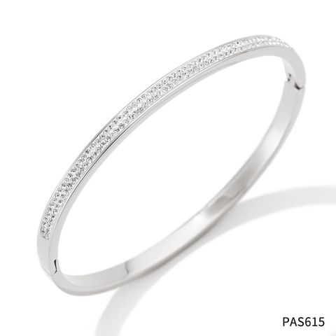 Simple Style Classic Style Geometric 304 Stainless Steel 16K Gold Plated White Gold Plated Gold Plated Zircon Bangle In Bulk