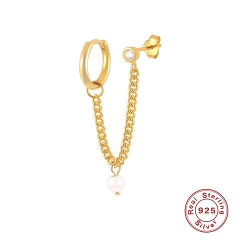 1 Piece Casual Star Heart Shape Sterling Silver Tassel Chain Earrings