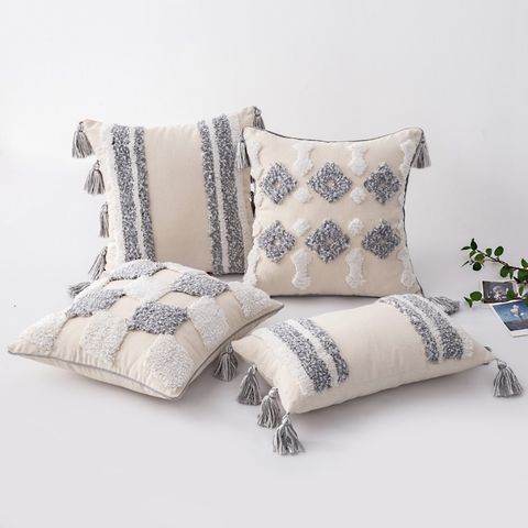Casual Square Stripe Tufting Pillow Cases