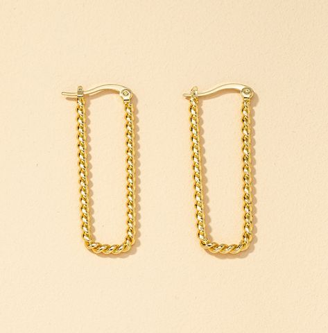 1 Pair Streetwear Rectangle Titanium Steel Plating 18k Gold Plated Hoop Earrings