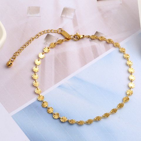 Simple Style Flower Titanium Steel Plating 18k Gold Plated Women's Anklet