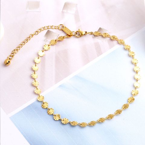 Simple Style Flower Titanium Steel Plating 18k Gold Plated Women's Anklet