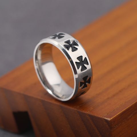 Retro Punk Geometric Stainless Steel Alloy Men's Wide Band Ring