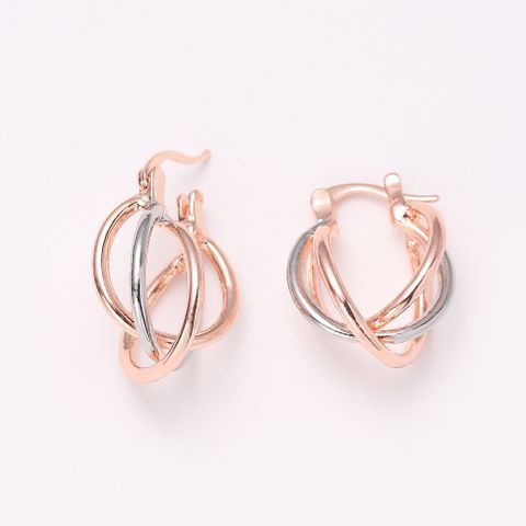 Simple Style Color Block Metal Plating Rose Gold Plated Women's Earrings