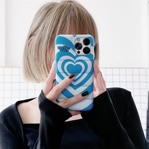 Sweet Color Block Heart Shape Pu Leather   Phone Cases