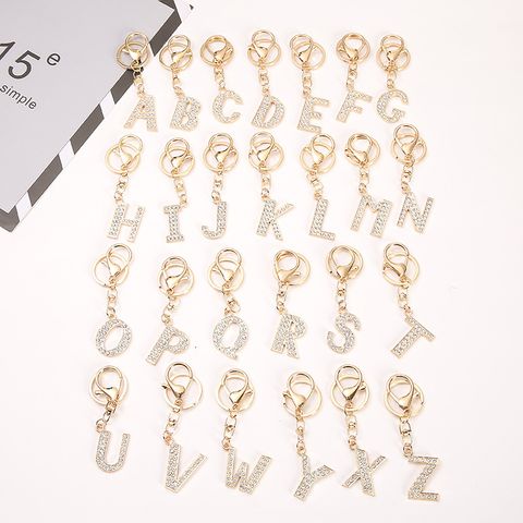 Korean Style Letter Zinc Alloy Inlay Artificial Gemstones Unisex Bag Pendant Keychain