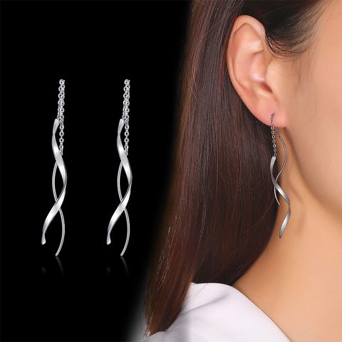 1 Pair Casual Vacation Simple Style Lines The Answer Patchwork 201 Stainless Steel Ear Line