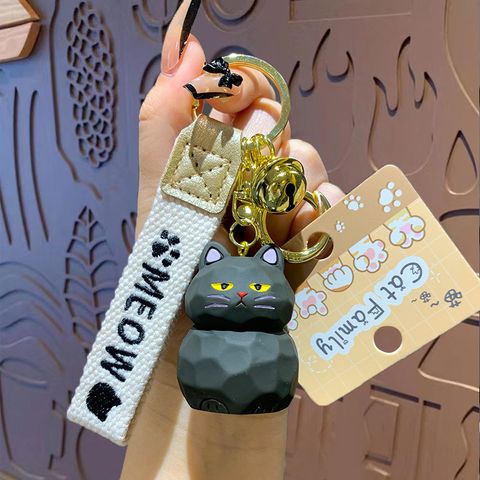 Cartoon Style Cute Cat Resin Metal Women's Bag Pendant Keychain