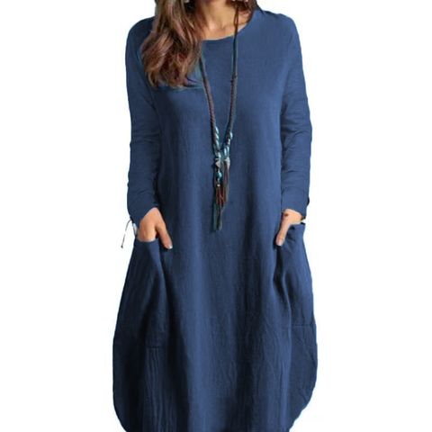 Women's Regular Dress Casual Classical Classic Style Round Neck Short Sleeve Solid Color Midi Dress Holiday