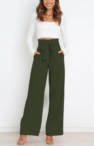 Women's Holiday Simple Style Streetwear Solid Color Full Length Bowknot Straight Pants