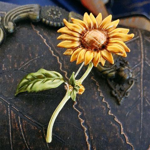 Pastoral Sonnenblume Legierung Inlay Strasssteine Frau Broschen