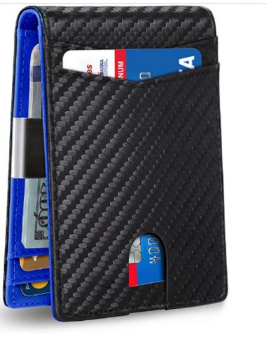 Men's Solid Color Carbon Fiber Microfiber Flip Cover Card Holders