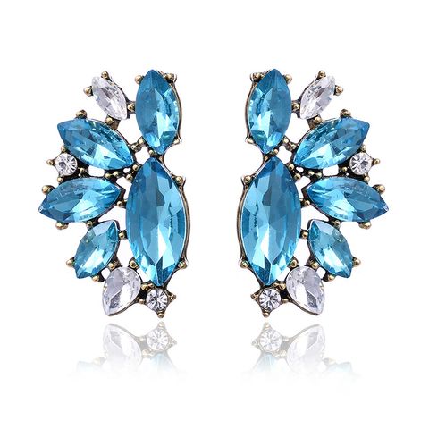 Streetwear Color Block Arylic Alloy Rhinestone Plating Gold Plated Women's Ear Studs